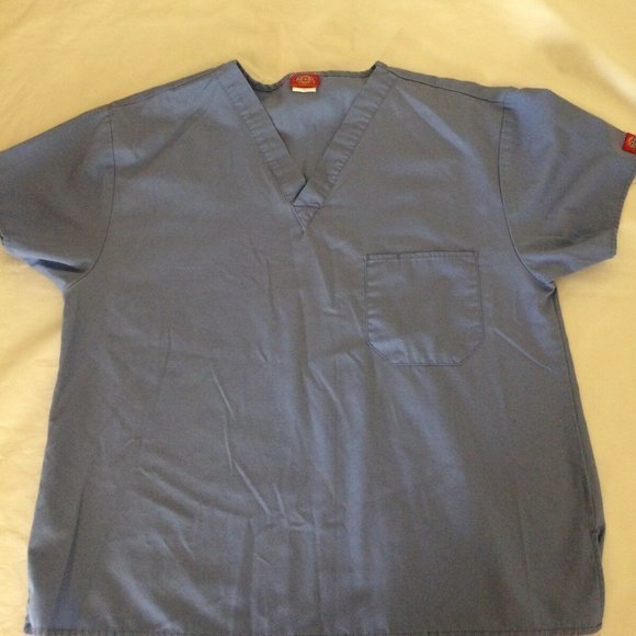 Dickies Scrub Light Blue Size Small Top  Medical Nurse Cotton Health Care Unisex - Picture 3 of 9